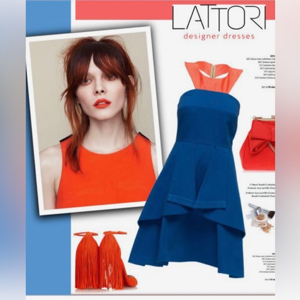 Blue and Orange Denim Asymmetrical Halter Dress 100% Cotton Cutout Shoulder sz S - Picture 15 of 15